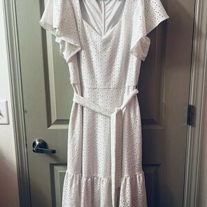 Elegant White Eyelet Dress